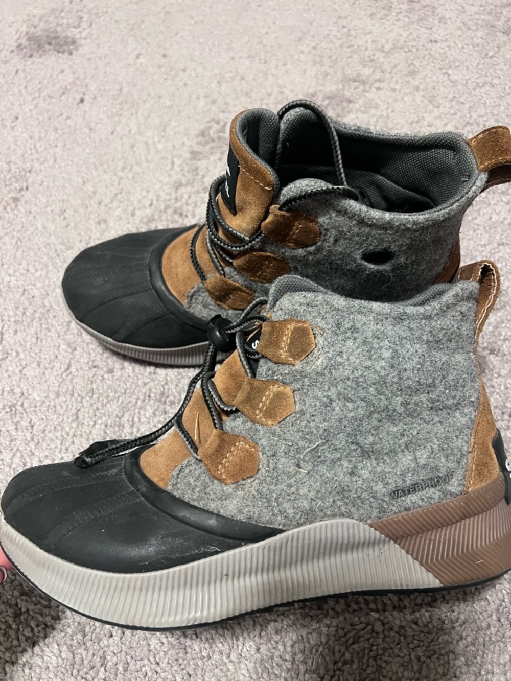 Sorel Gray and Brown Women's Waterproof Winter Boots - Lace Toggle
